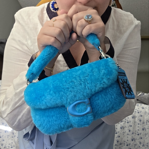 Coach Handbags - Coach x Lil Nas X 18 Vibrant Blue Faux Fur Shoulder Bag with Silver Hardware